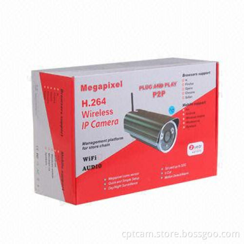 H.264 P2P Wi-Fi Bullet IP Camera with 60m IR-cut, Supports Android, iPhone Mobile View, 32GB SD Card